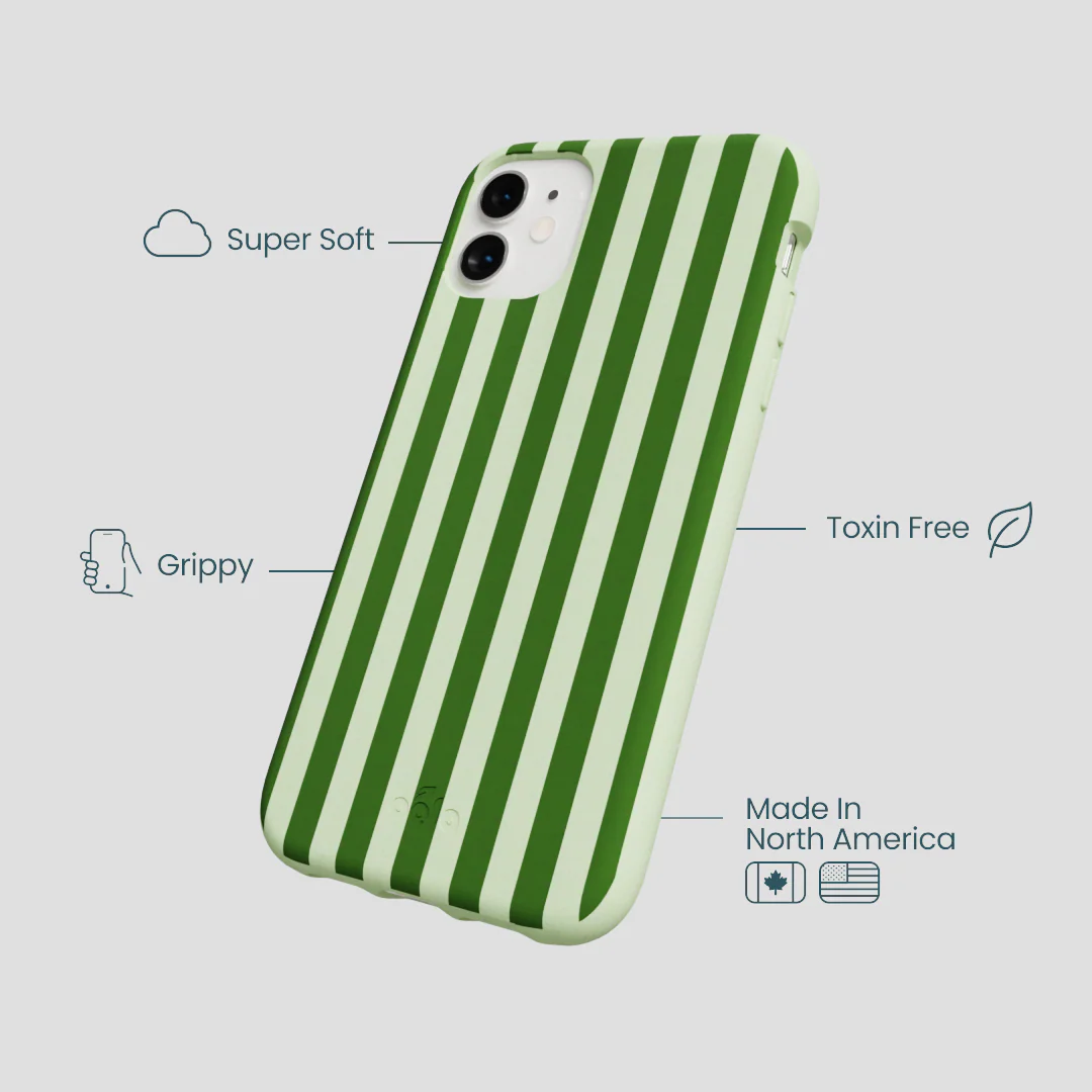 Sage Green Clover Stripes iPhone 11 Case - Image 4