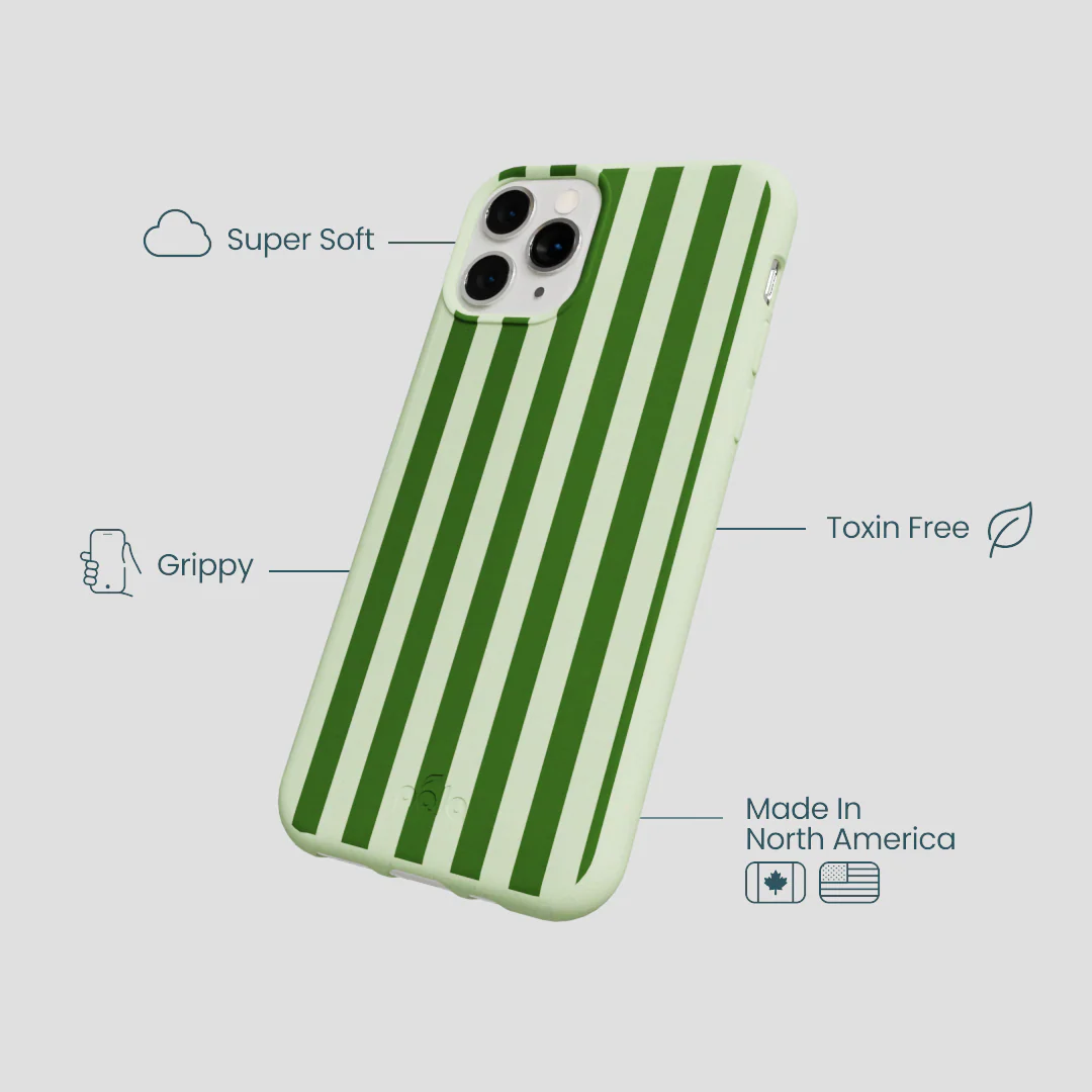 Sage Green Clover Stripes iPhone 11 Pro Case - Image 4