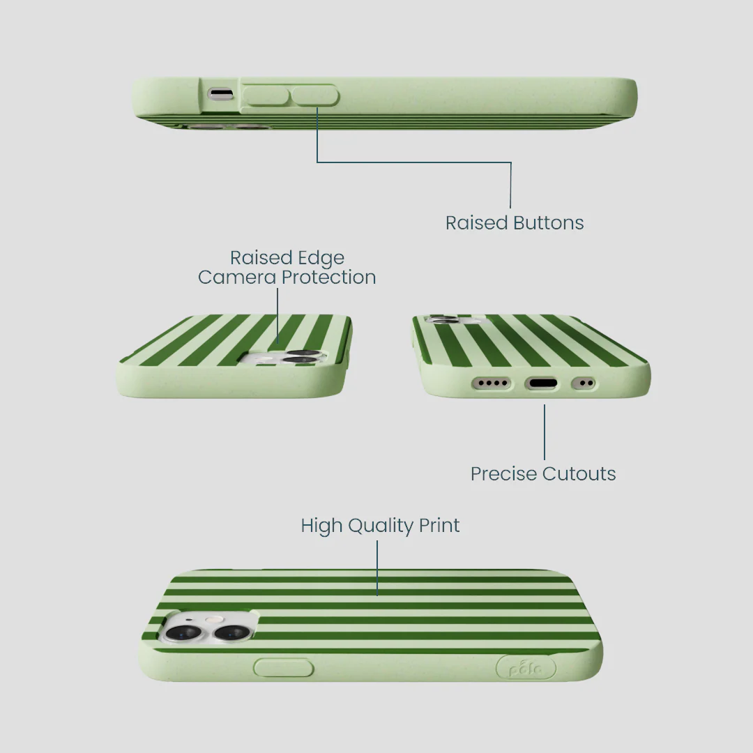 Sage Green Clover Stripes iPhone 12 Mini Case - Image 3