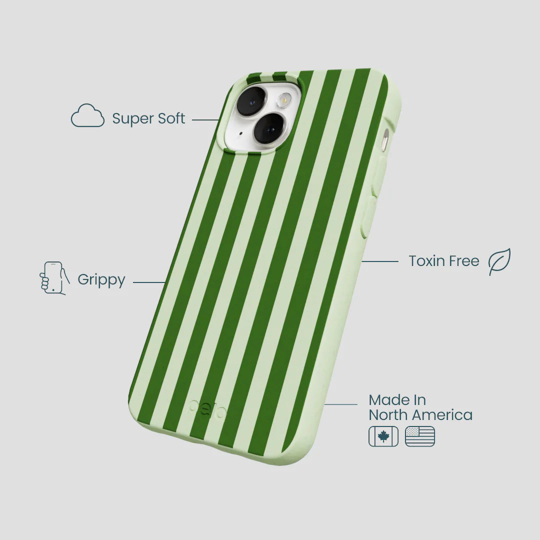 Sage Green Clover Stripes iPhone 13 Case - Image 4