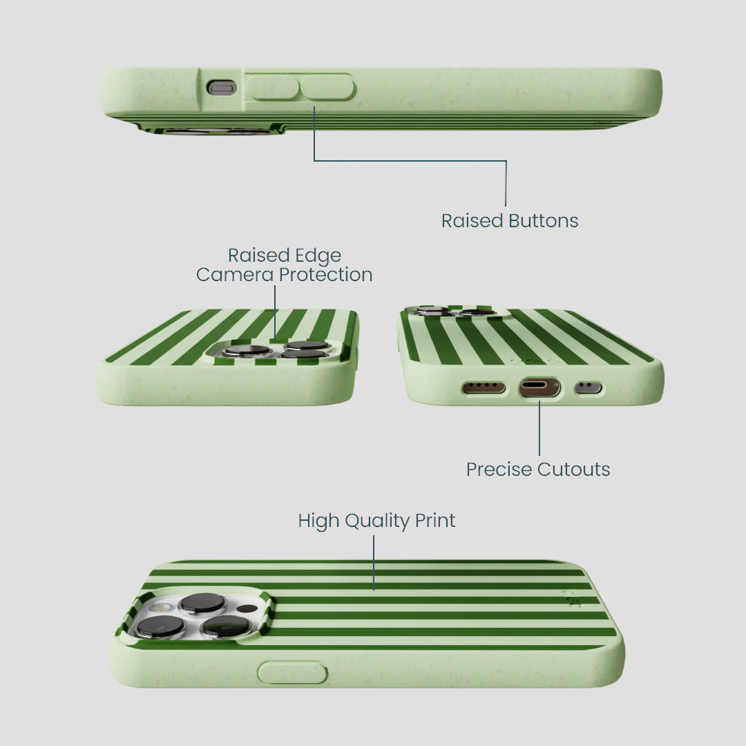 Sage Green Clover Stripes iPhone 13 Pro Case - Image 3