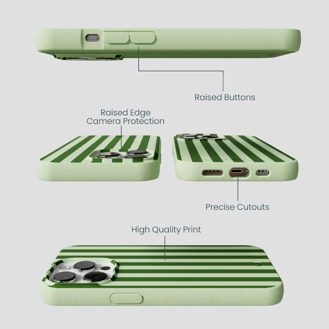 Sage Green Clover Stripes iPhone 13 Pro Max Case - Image 3