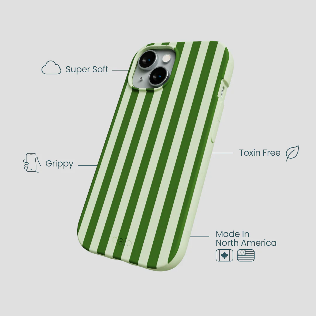 Sage Green Clover Stripes iPhone 14 Case - Image 4