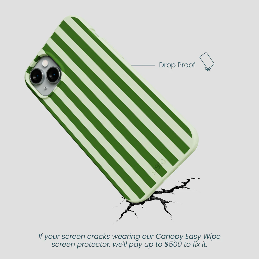 Sage Green Clover Stripes iPhone 14 Plus Case - Image 5