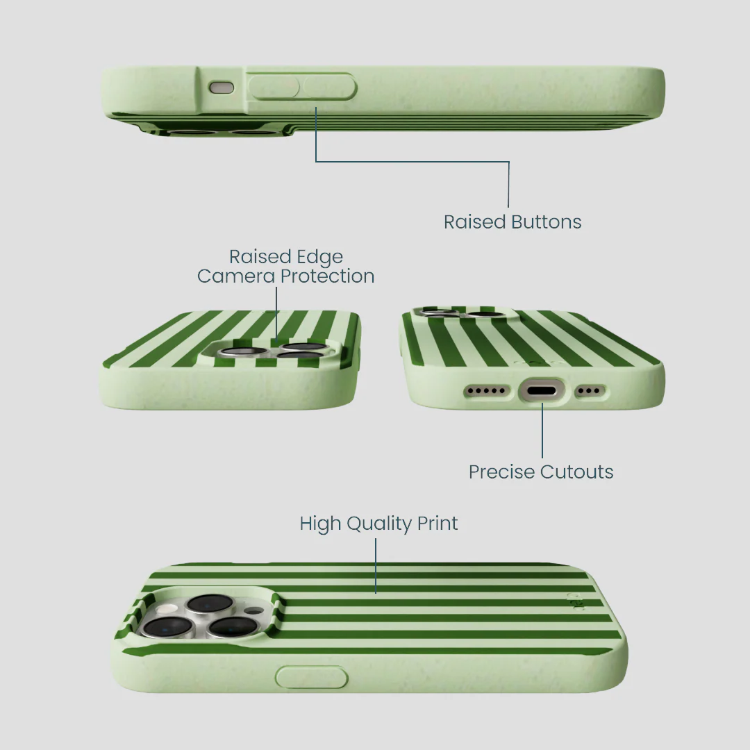 Sage Green Clover Stripes iPhone 14 Pro Case - Image 3