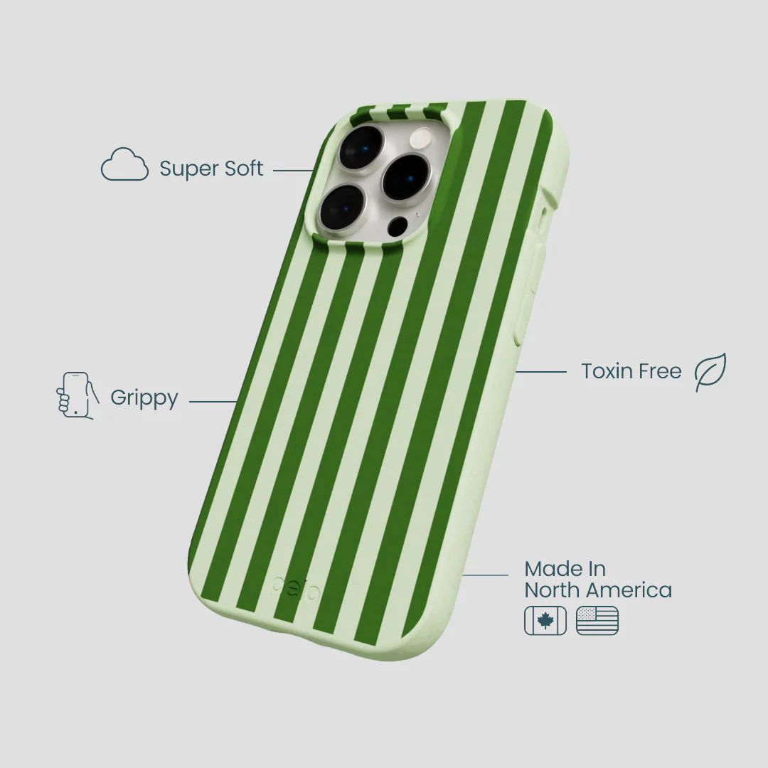 Sage Green Clover Stripes iPhone 14 Pro Case - Image 4