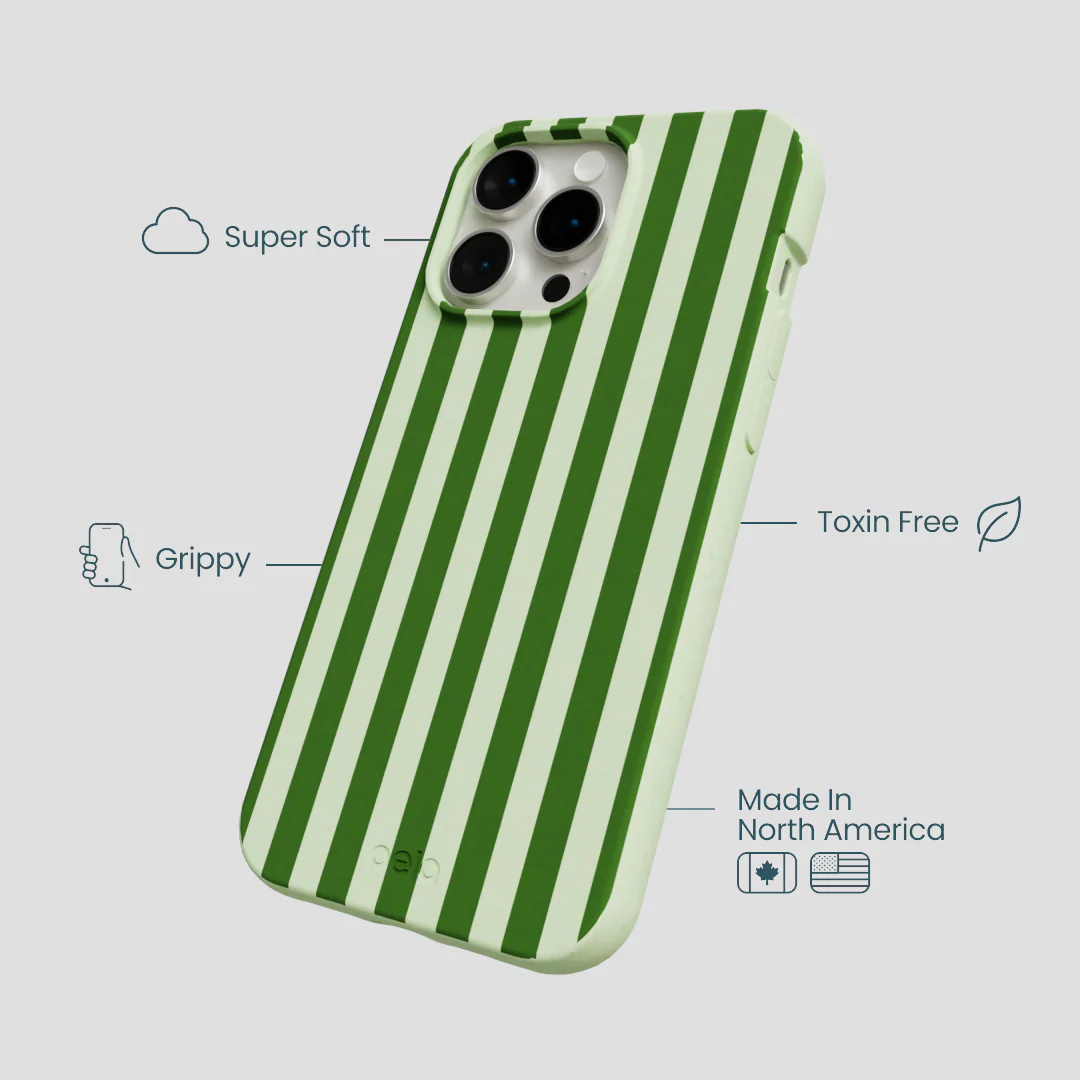 Sage Green Clover Stripes iPhone 14 Pro Max Case - Image 4
