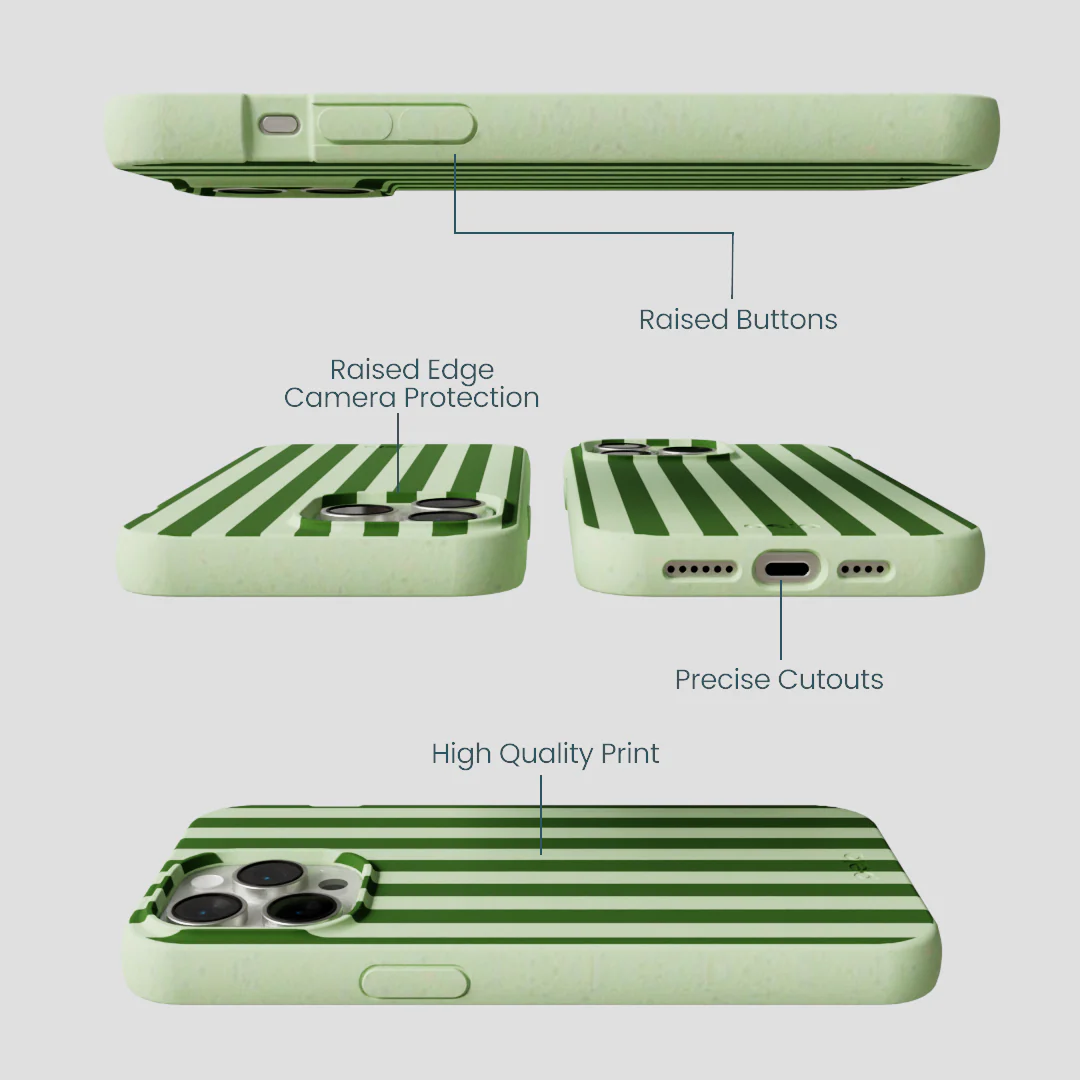 Sage Green Clover Stripes iPhone 15 Pro Max Case - Image 3