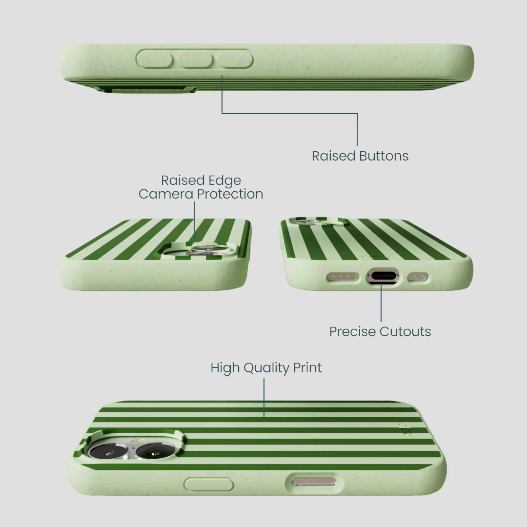 Sage Green Clover Stripes iPhone 16 Case - Image 3