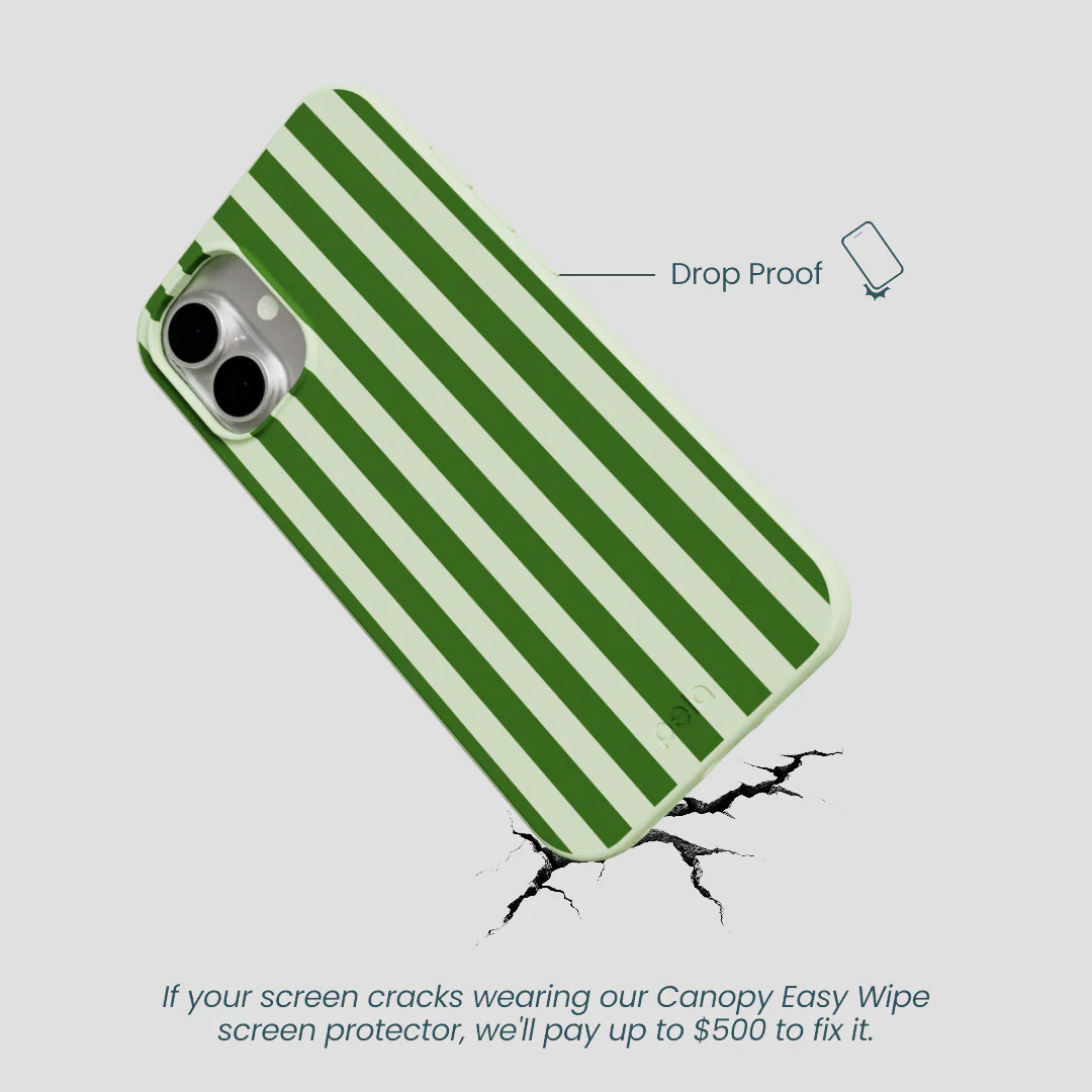 Sage Green Clover Stripes iPhone 16 Plus Case - Image 5