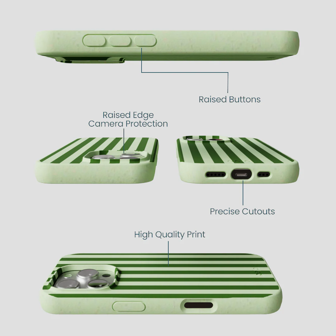 Sage Green Clover Stripes iPhone 16 Pro Case - Image 3