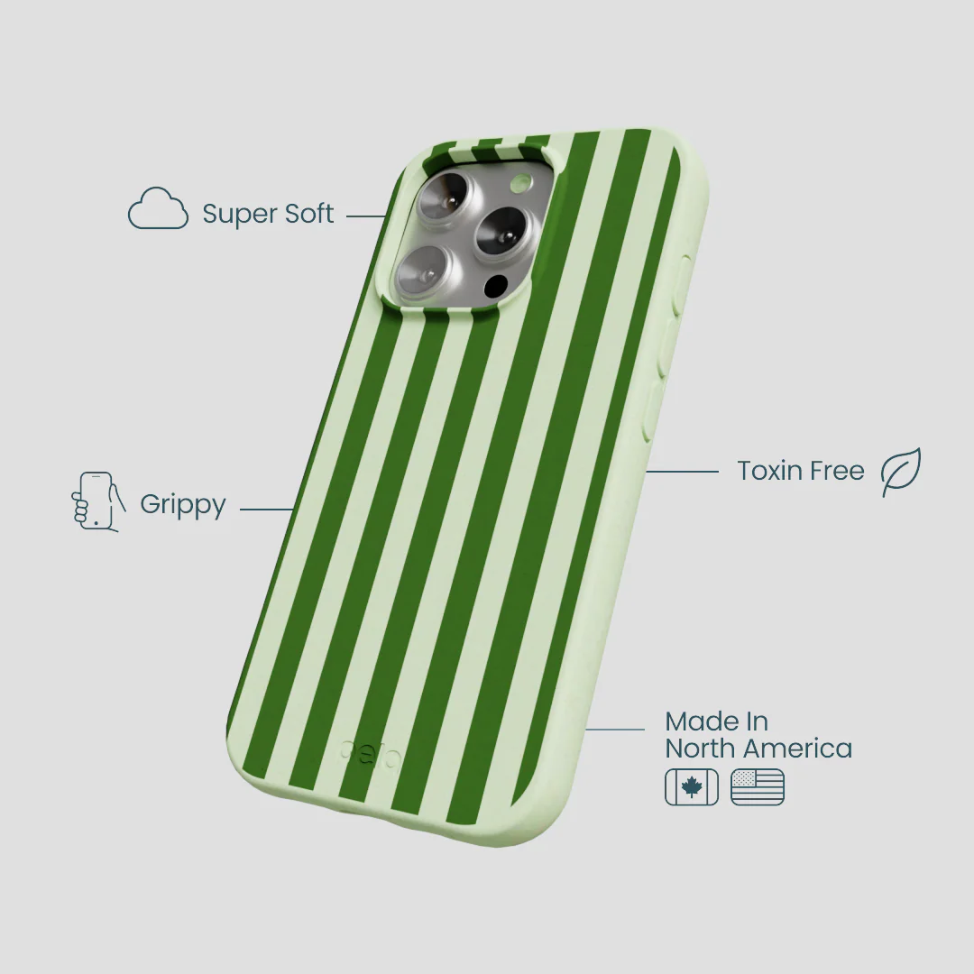 Sage Green Clover Stripes iPhone 16 Pro Case - Image 4