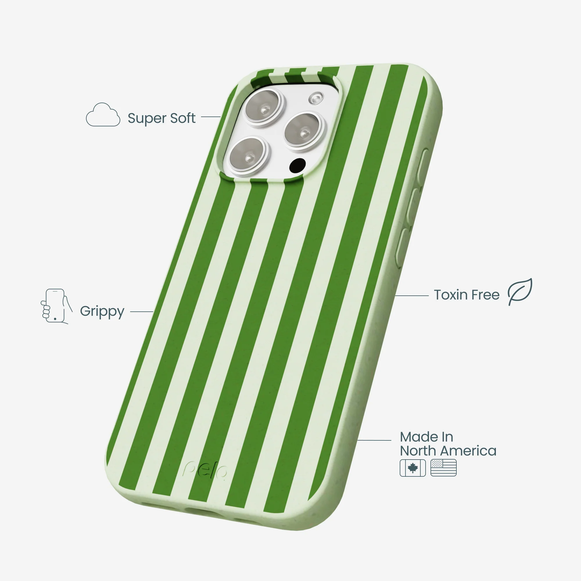 Sage Green Clover Stripes iPhone 16 Pro Max Case - Image 4