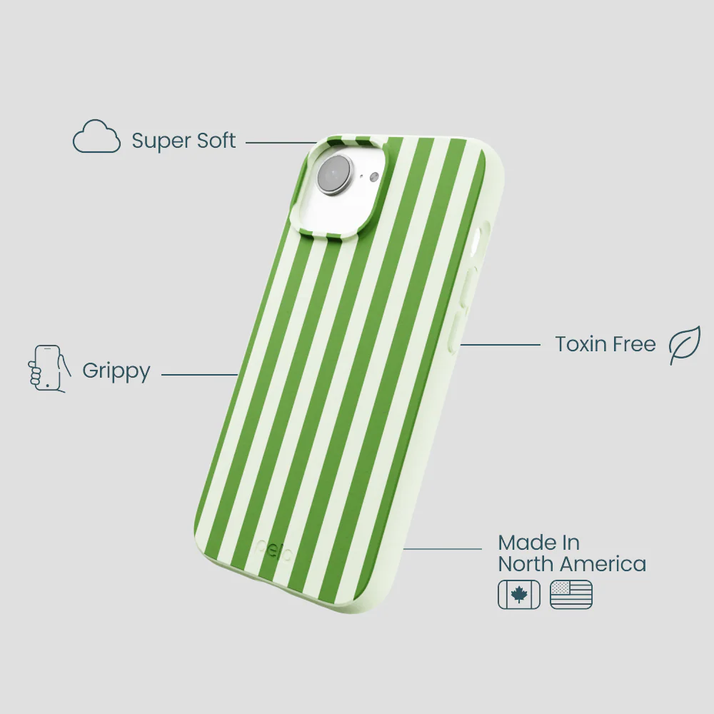 Sage Green Clover Stripes iPhone 16e/17e Case - Image 4