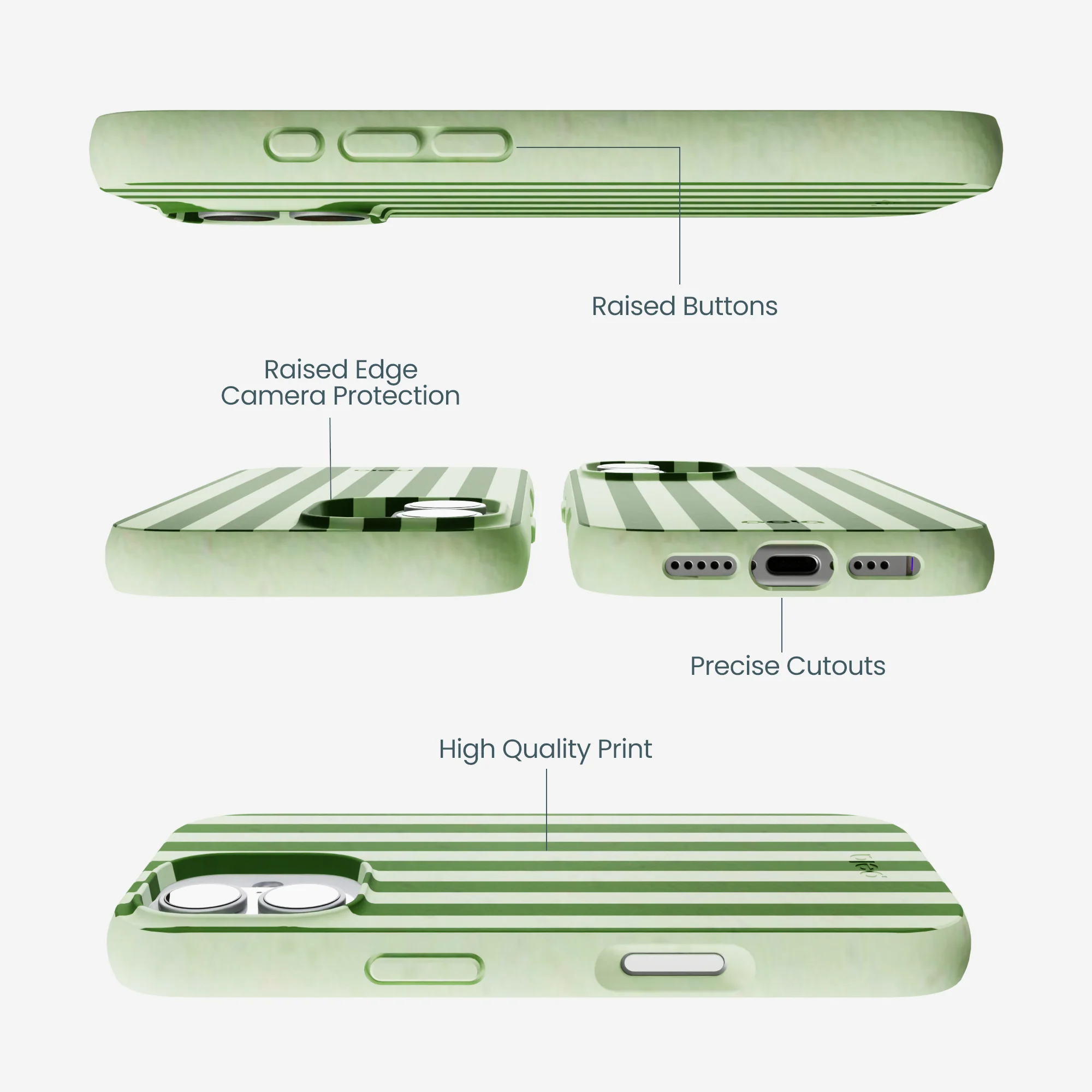 Sage Green Clover Stripes iPhone 17 Case - Image 3