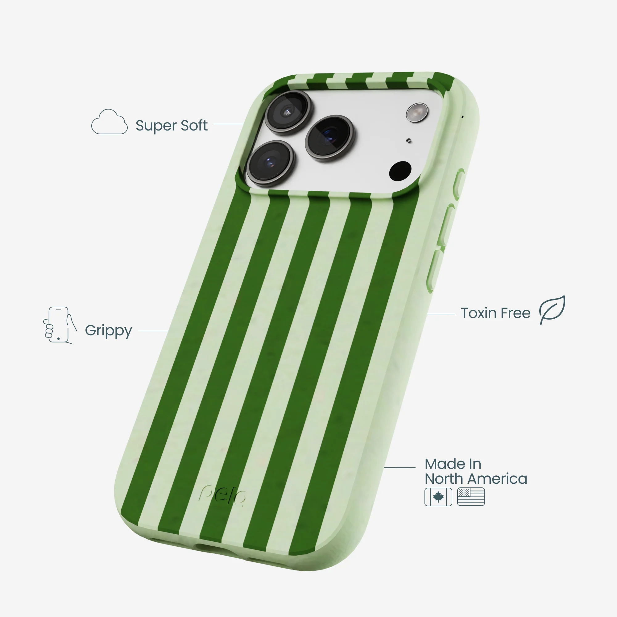 Sage Green Clover Stripes iPhone 17 Pro Case - Image 4