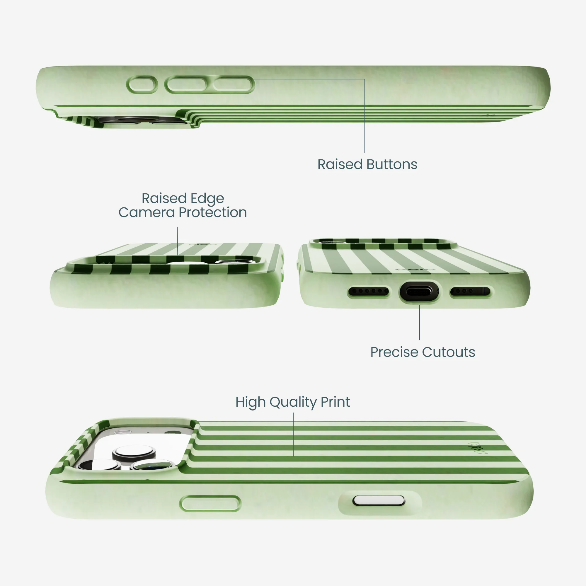 Sage Green Clover Stripes iPhone 17 Pro Max Case - Image 3