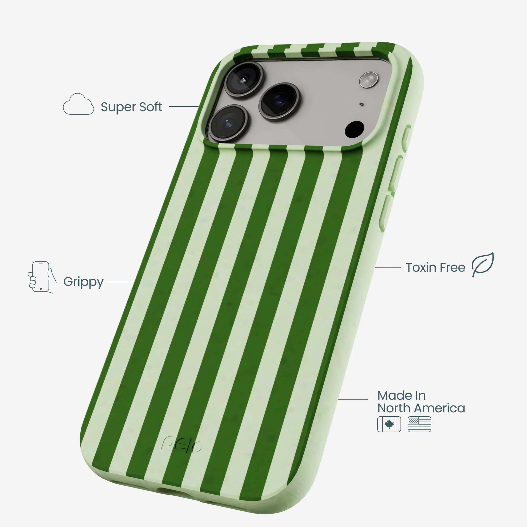 Sage Green Clover Stripes iPhone 17 Pro Max Case - Image 4