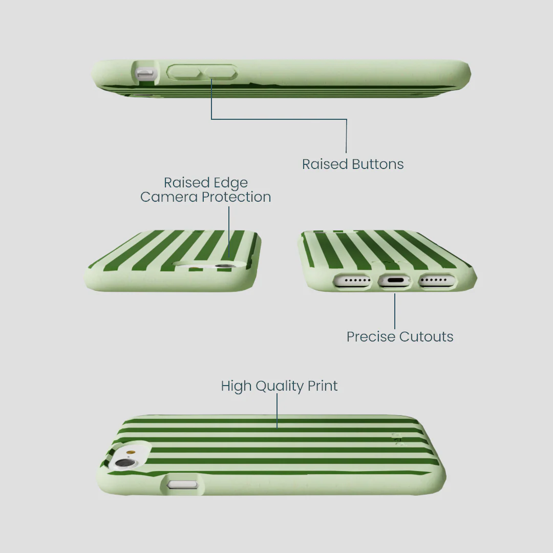Sage Green Clover Stripes iPhone 6/6s/7/8/SE Case - Image 3