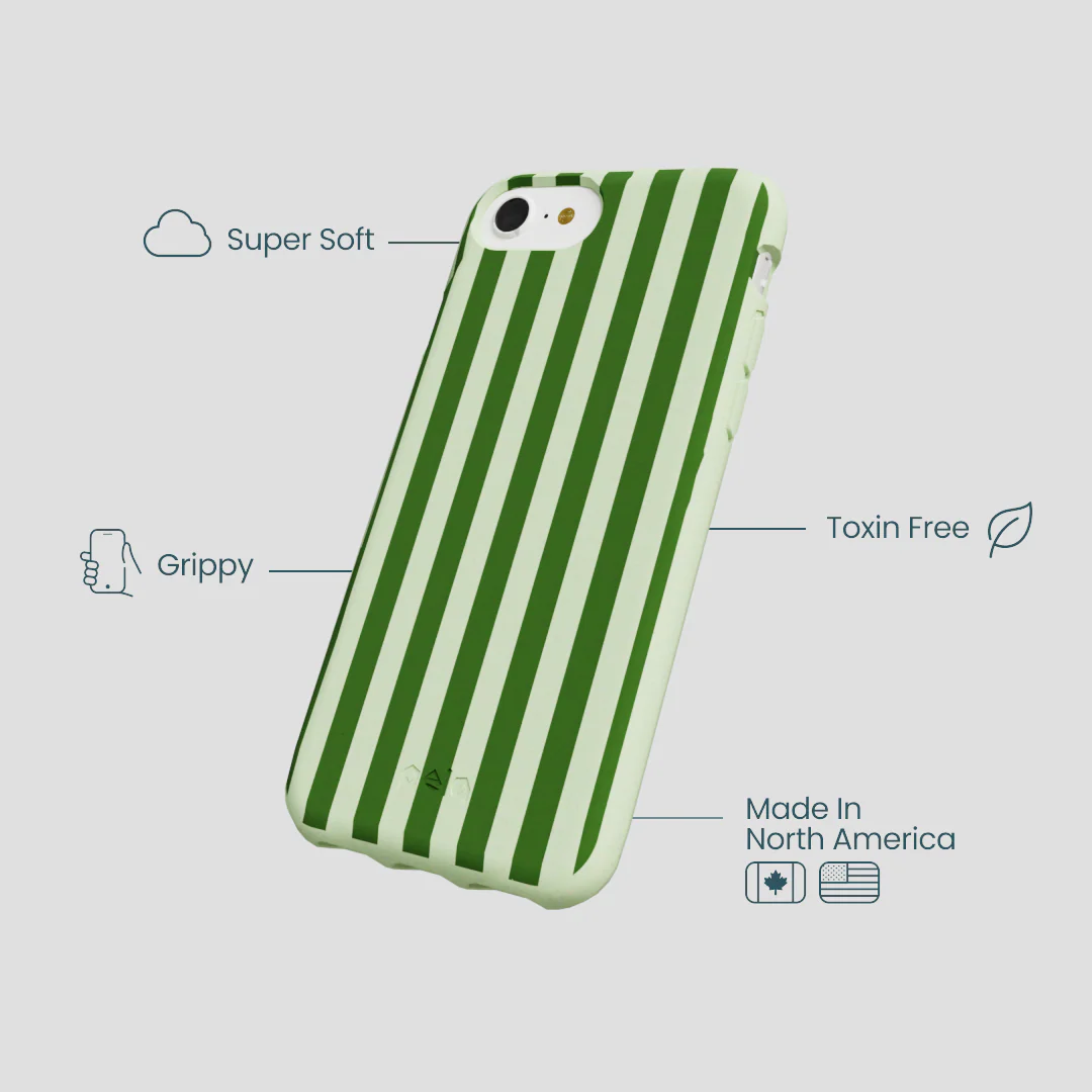 Sage Green Clover Stripes iPhone 6/6s/7/8/SE Case - Image 4