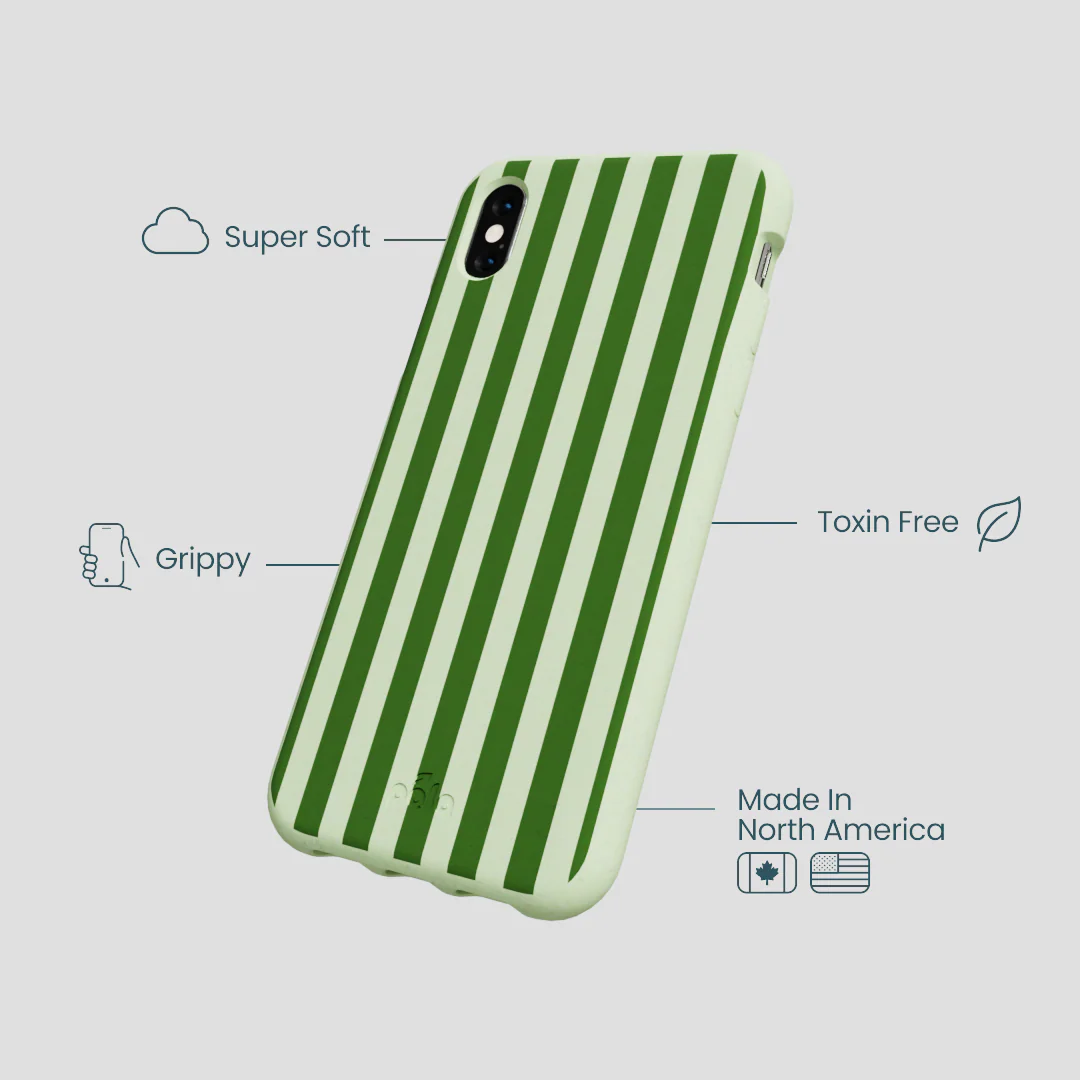 Sage Green Clover Stripes iPhone XR Case - Image 4