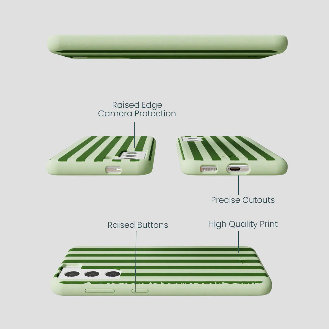 Sage Green Clover Stripes Samsung Galaxy S21 Case - Image 2