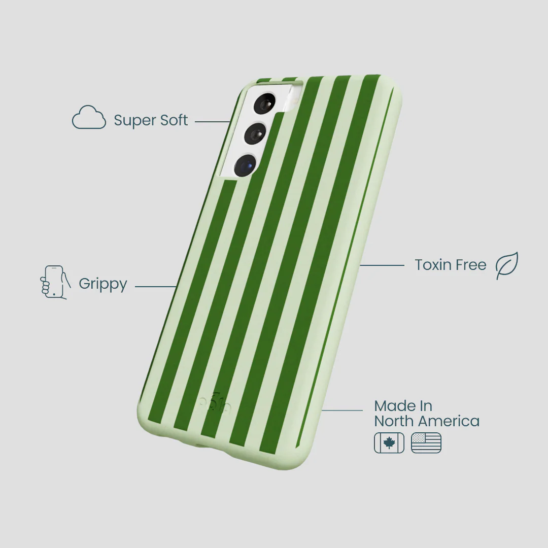 Sage Green Clover Stripes Samsung Galaxy S22 Case - Image 3