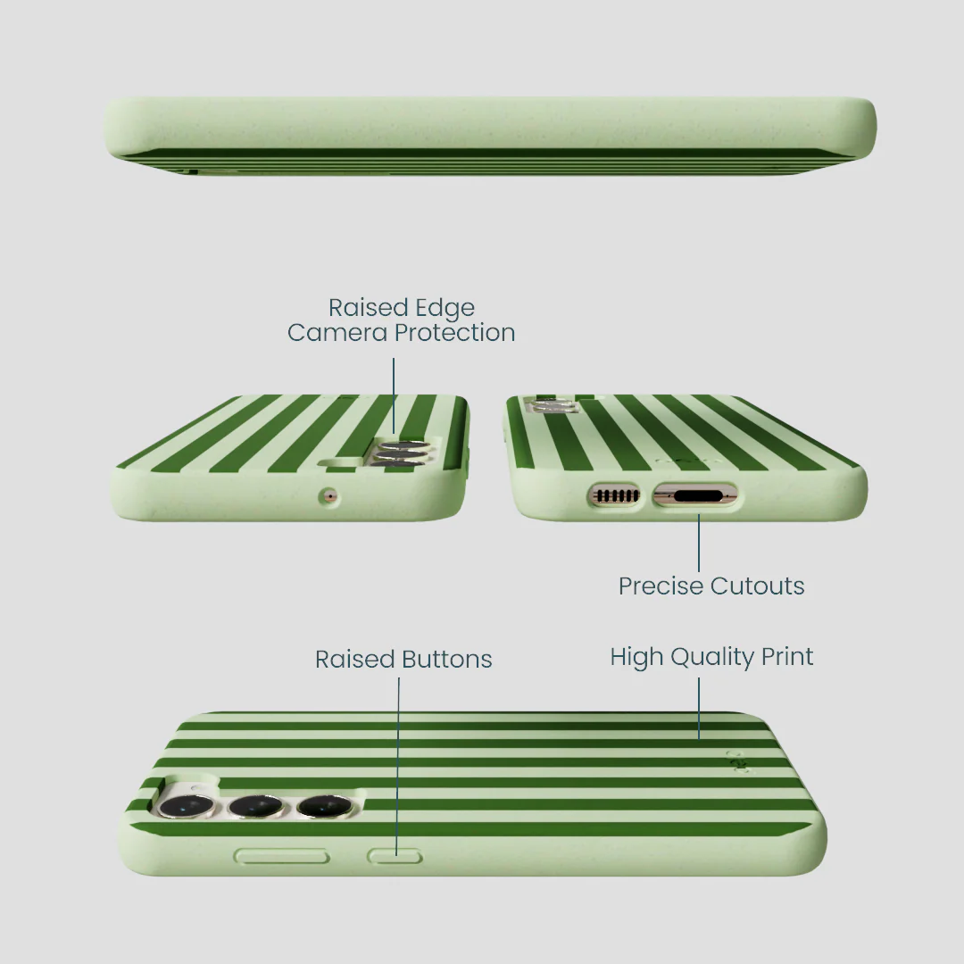 Sage Green Clover Stripes Samsung Galaxy S23+(Plus) Case - Image 2
