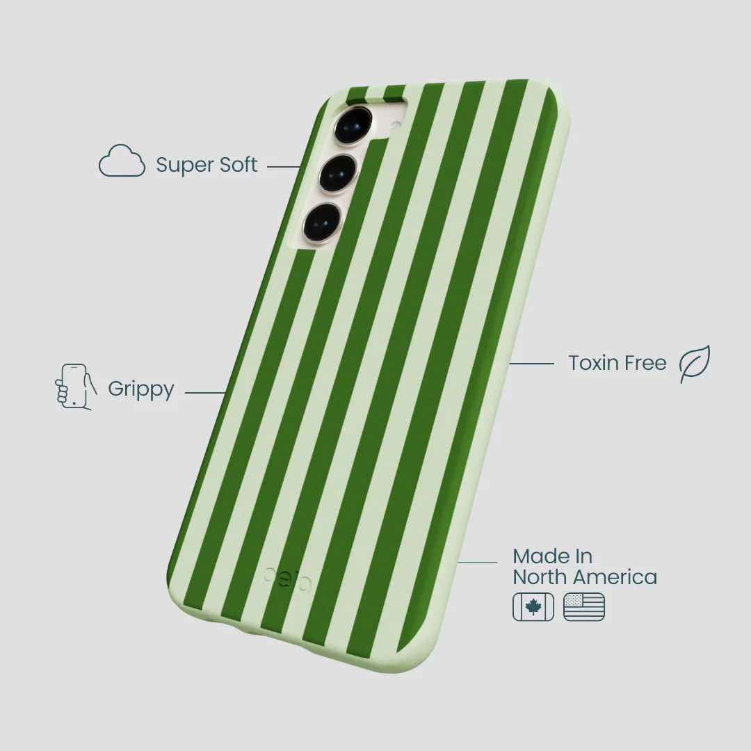 Sage Green Clover Stripes Samsung Galaxy S23+(Plus) Case - Image 3