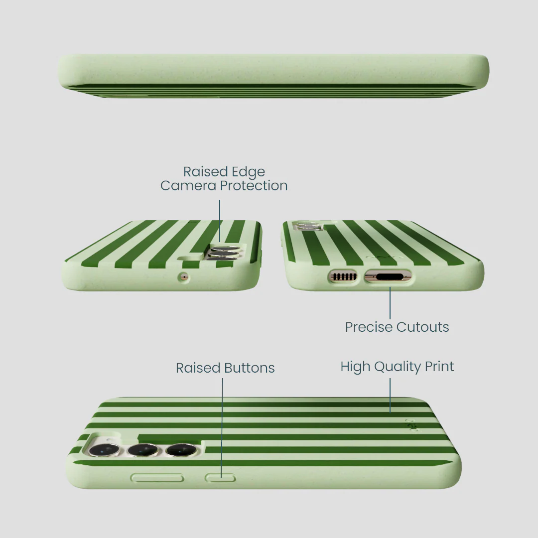 Sage Green Clover Stripes Samsung Galaxy S24+(Plus) Case - Image 2