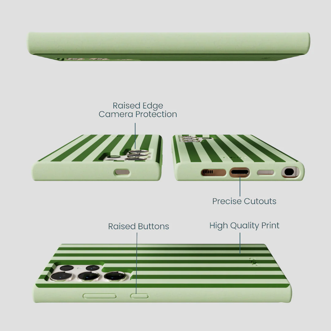 Sage Green Clover Stripes Samsung Galaxy S24 Ultra Case - Image 2