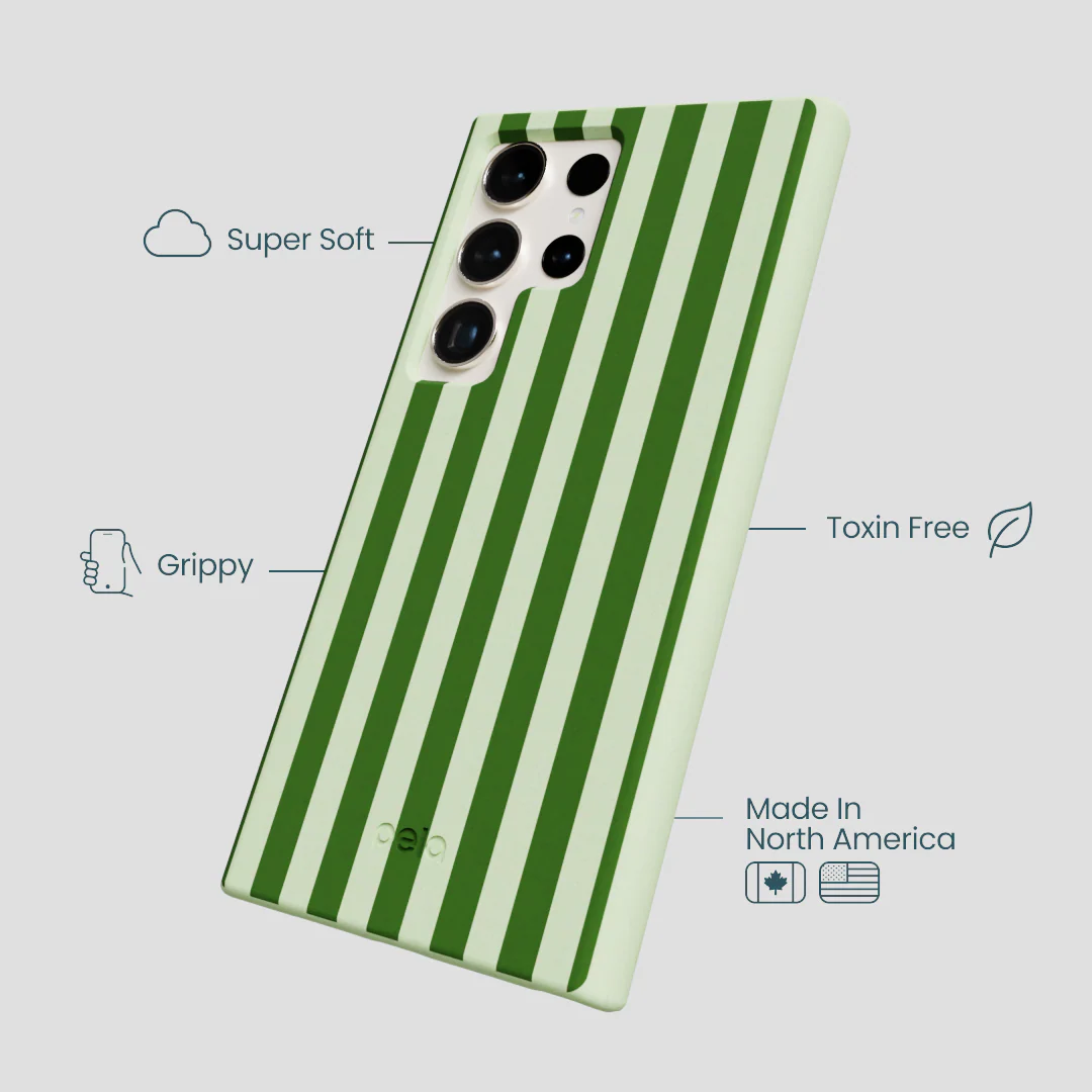 Sage Green Clover Stripes Samsung Galaxy S24 Ultra Case - Image 3