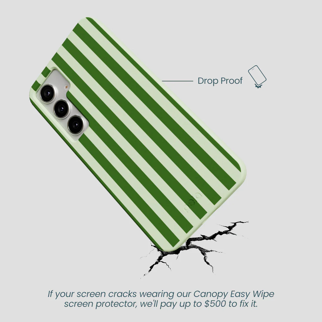 Sage Green Clover Stripes Samsung Galaxy S25+(Plus) Case - Image 4