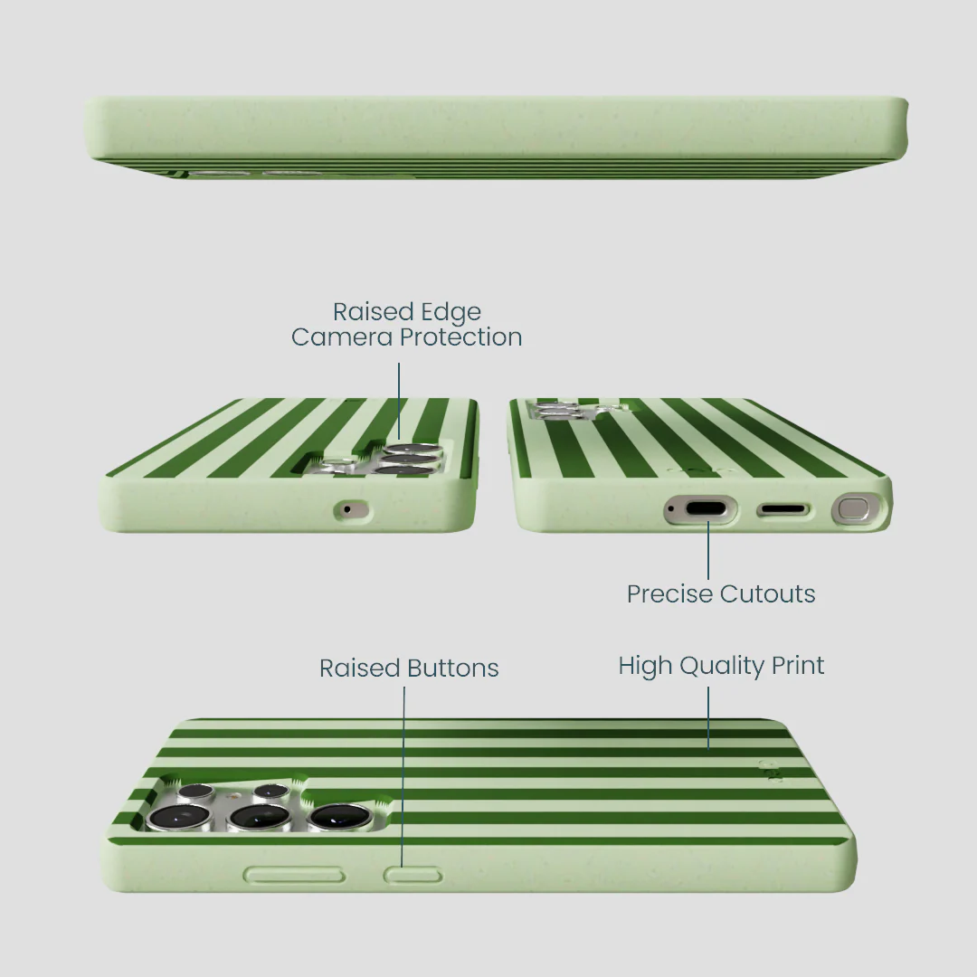 Sage Green Clover Stripes Samsung Galaxy S25 Ultra Case - Image 2