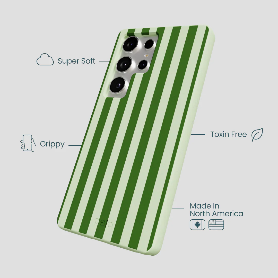 Sage Green Clover Stripes Samsung Galaxy S25 Ultra Case - Image 3