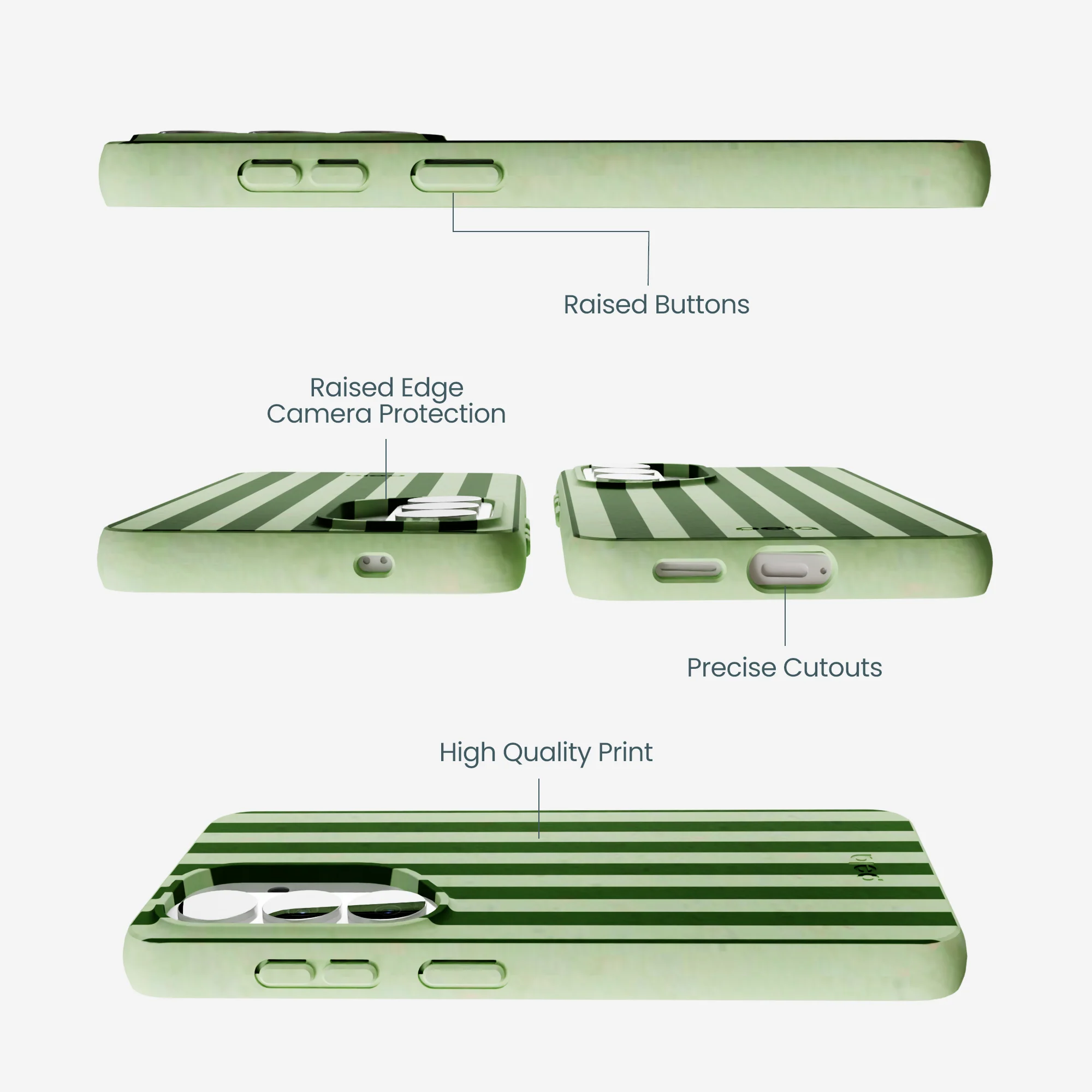 Sage Green Clover Stripes Samsung Galaxy S26 Case - Image 2