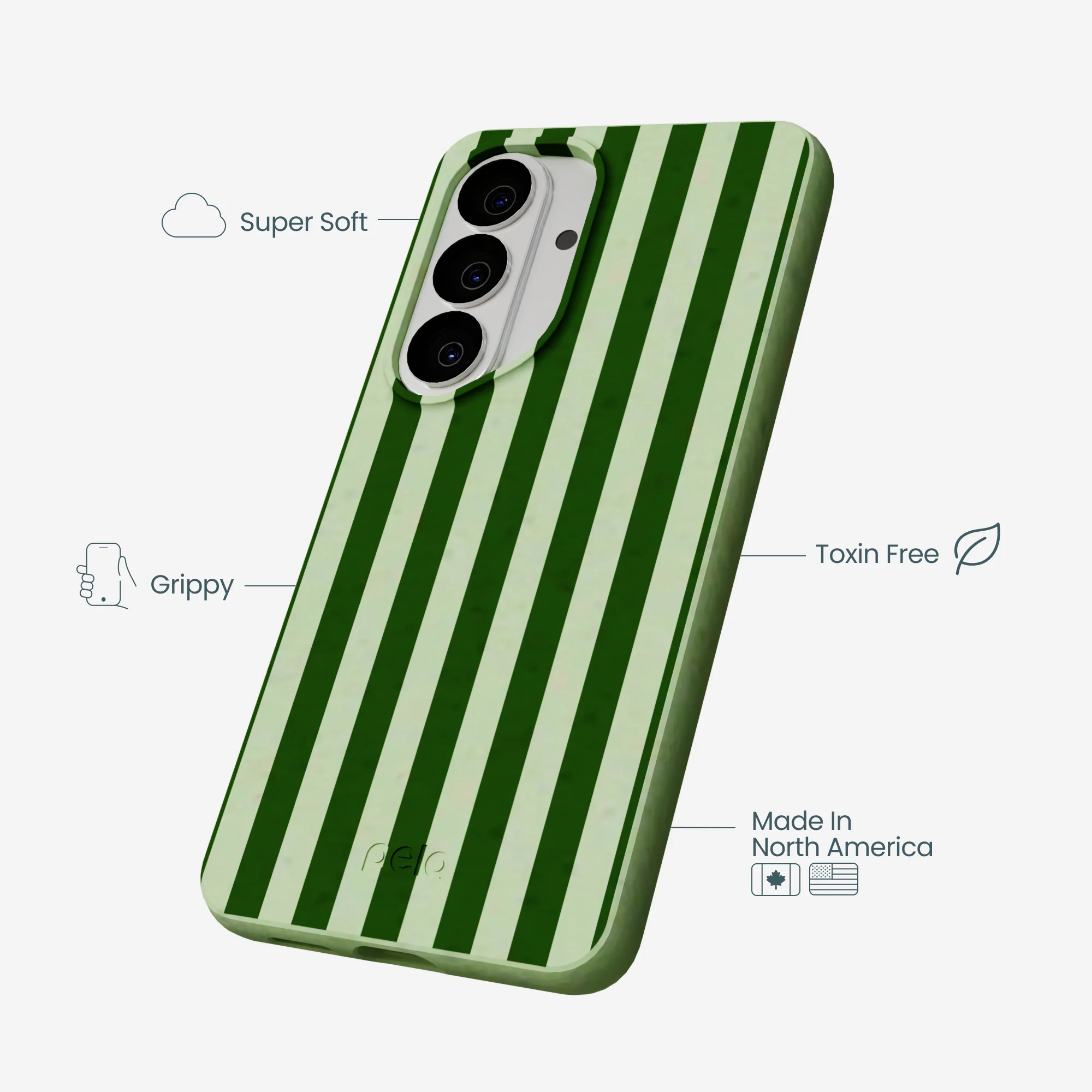 Sage Green Clover Stripes Samsung Galaxy S26 Case - Image 3