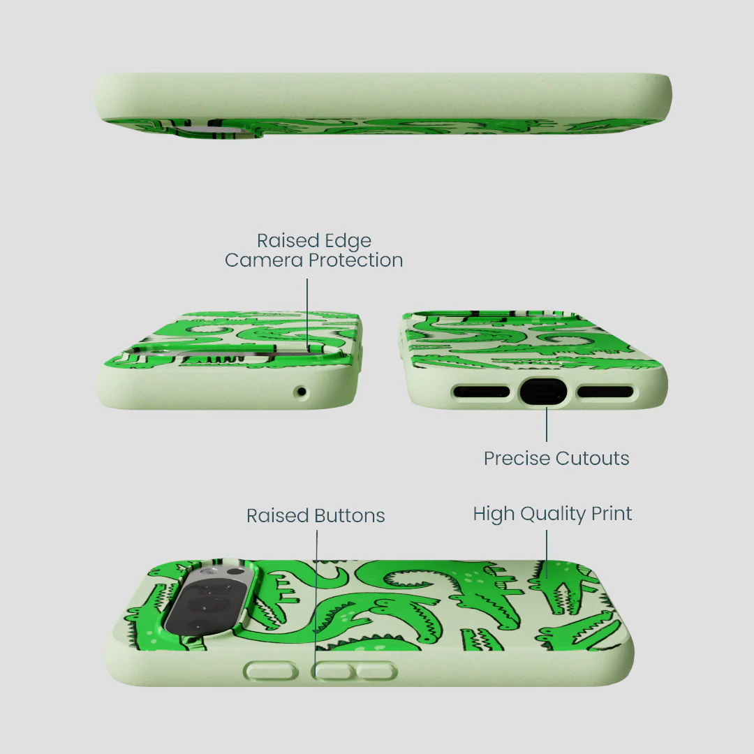 Sage Green Croc a Doodle Google Pixel 10/10 Pro Case - Image 3