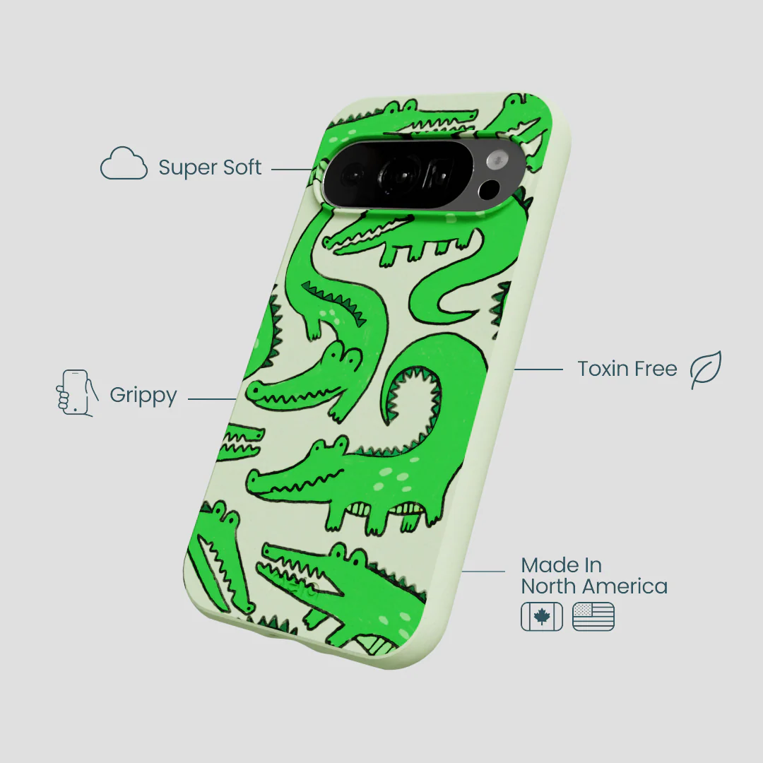 Sage Green Croc a Doodle Google Pixel 10/10 Pro Case - Image 4