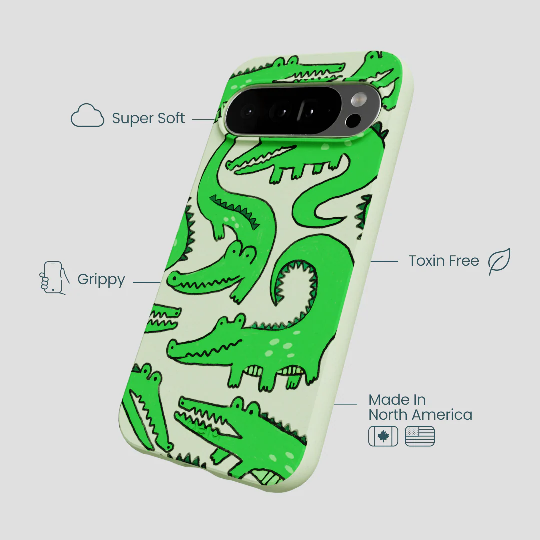 Sage Green Croc a Doodle Google Pixel 10 Pro XL Case - Image 4