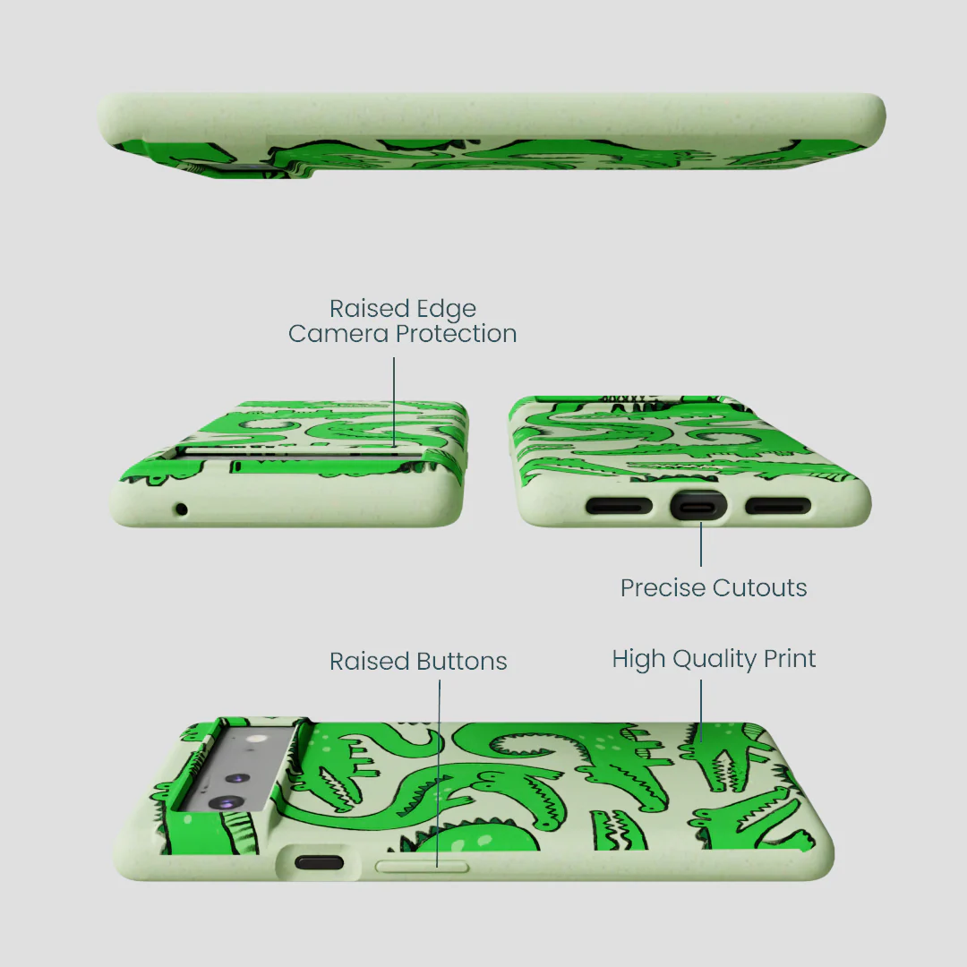 Sage Green Croc a Doodle Google Pixel 6 Case - Image 3