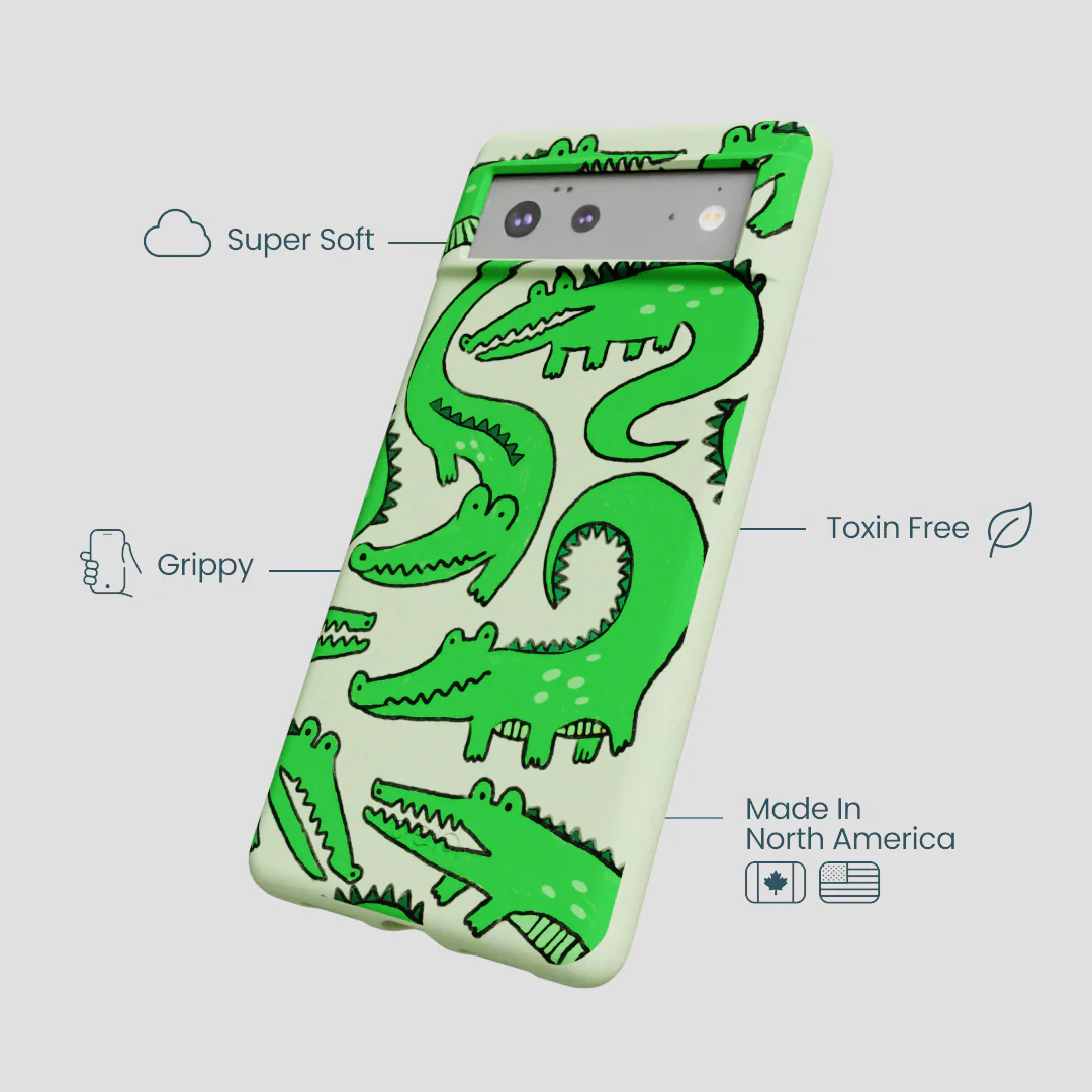 Sage Green Croc a Doodle Google Pixel 6 Case - Image 4