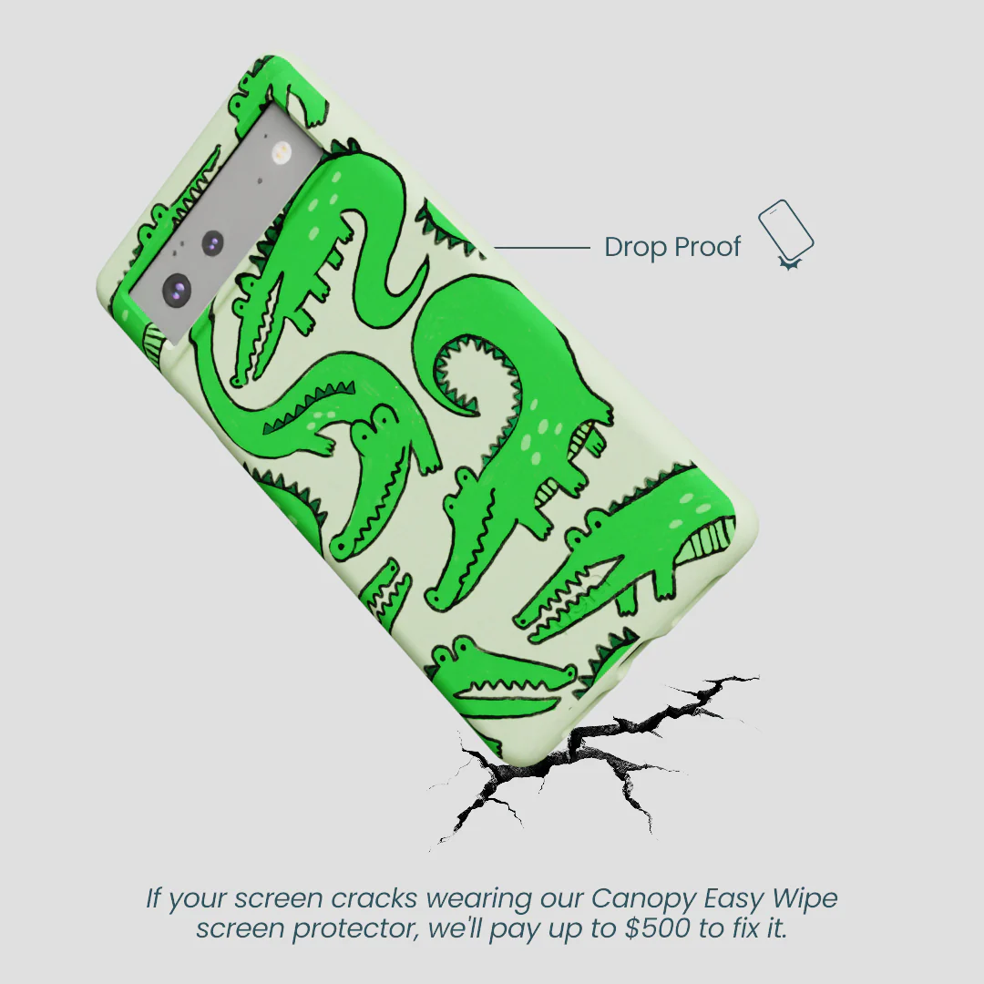 Sage Green Croc a Doodle Google Pixel 6 Case - Image 5