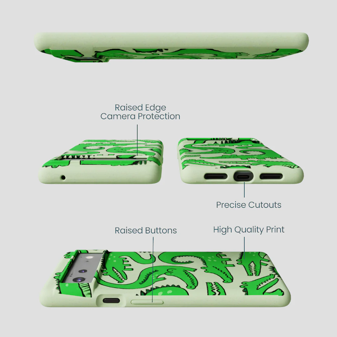 Sage Green Croc a Doodle Google Pixel 6a Case - Image 3