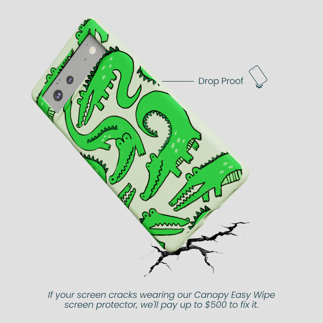Sage Green Croc a Doodle Google Pixel 6a Case - Image 5