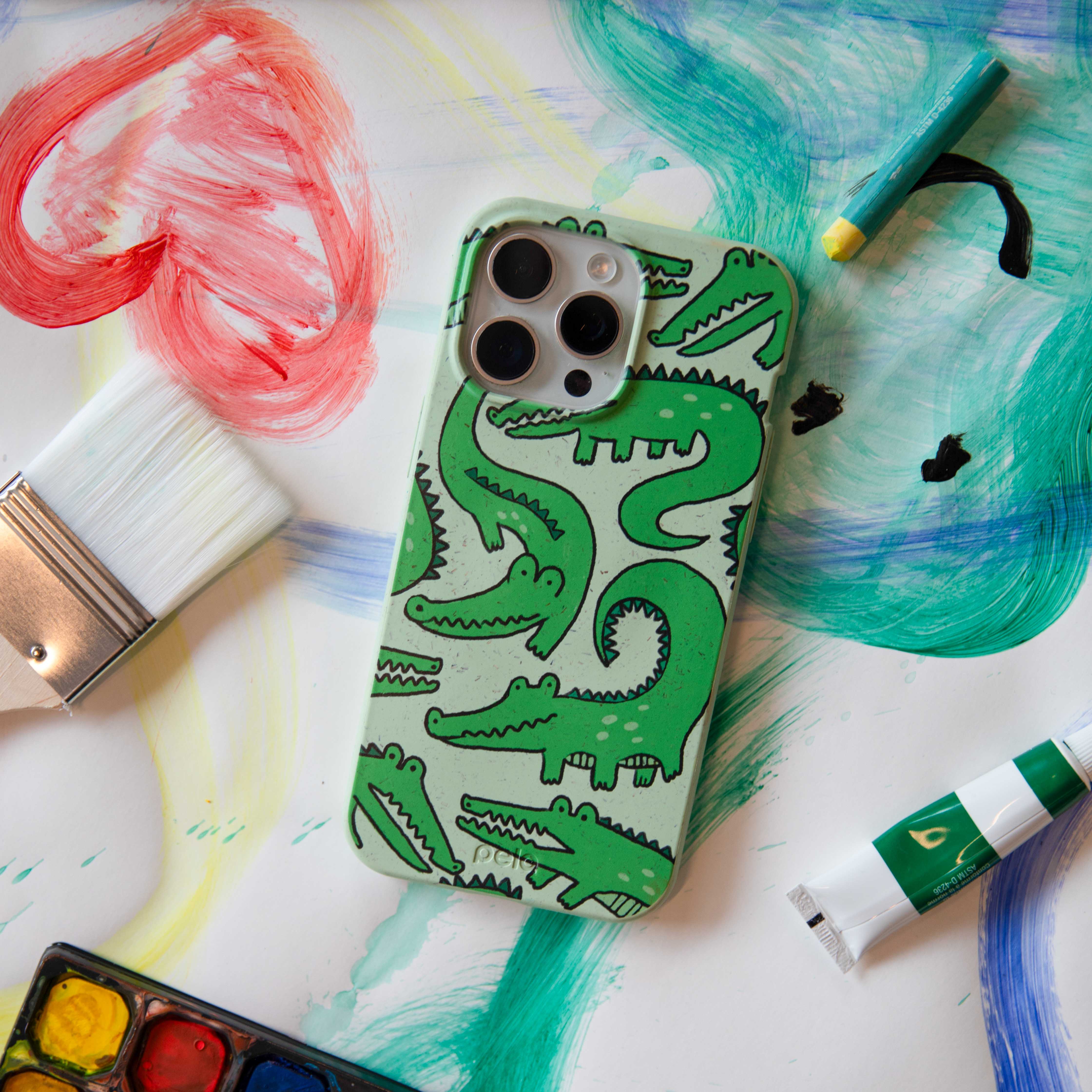 Sage Green Croc a Doodle Google Pixel 7 Case - Image 2