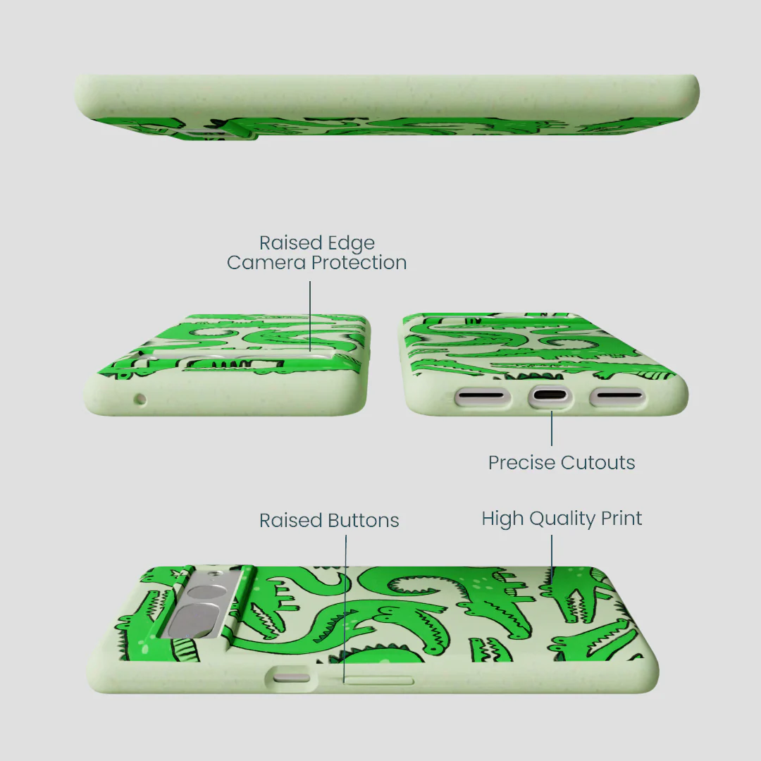 Sage Green Croc a Doodle Google Pixel 7 Pro Case - Image 3
