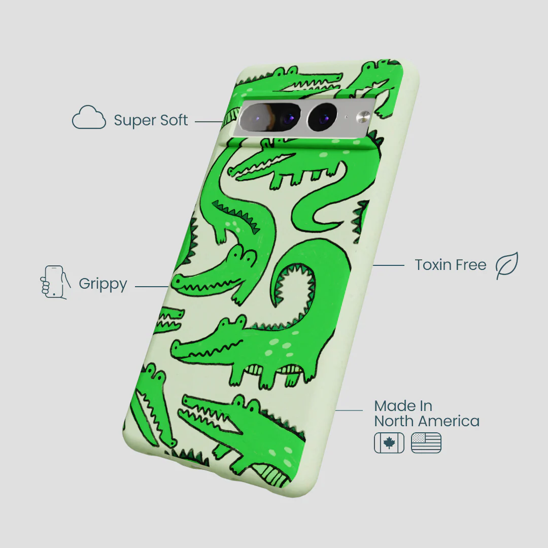 Sage Green Croc a Doodle Google Pixel 7 Pro Case - Image 4