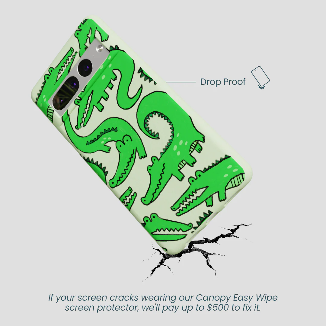Sage Green Croc a Doodle Google Pixel 7 Pro Case - Image 5