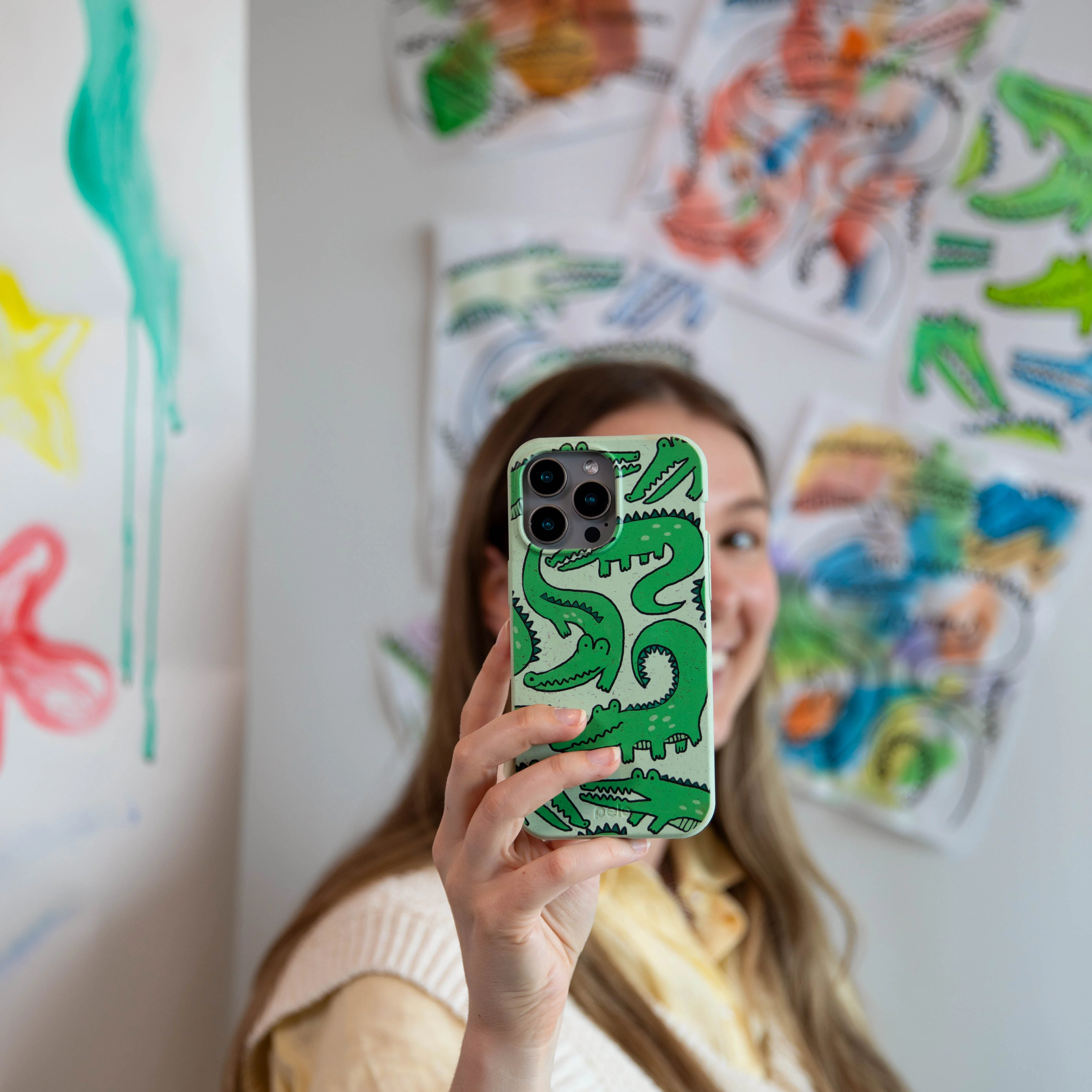 Sage Green Croc a Doodle Google Pixel 7 Pro Case - Image 6
